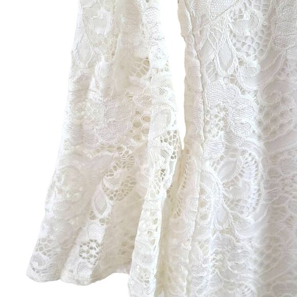 Signature by Robbie Bee Lace 3/4 Bell-Sleeve Sheath Dress -Ivory - Size Petite M - Picture 6 of 9